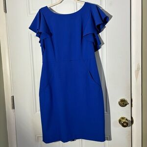 Calvin Klein Cobalt Blue Tulip Sheath Sleeve Dress, Size 12